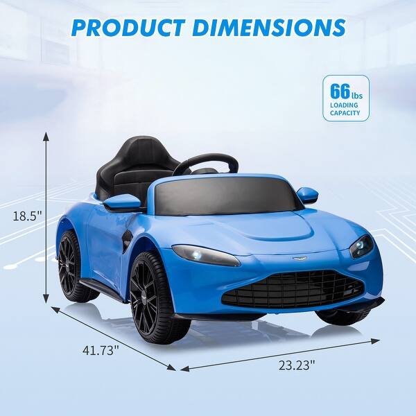 dimension image slide 4 of 5, 12V Ride on Sports Car for Kids Licensed Aston Martin Battery Powered Car