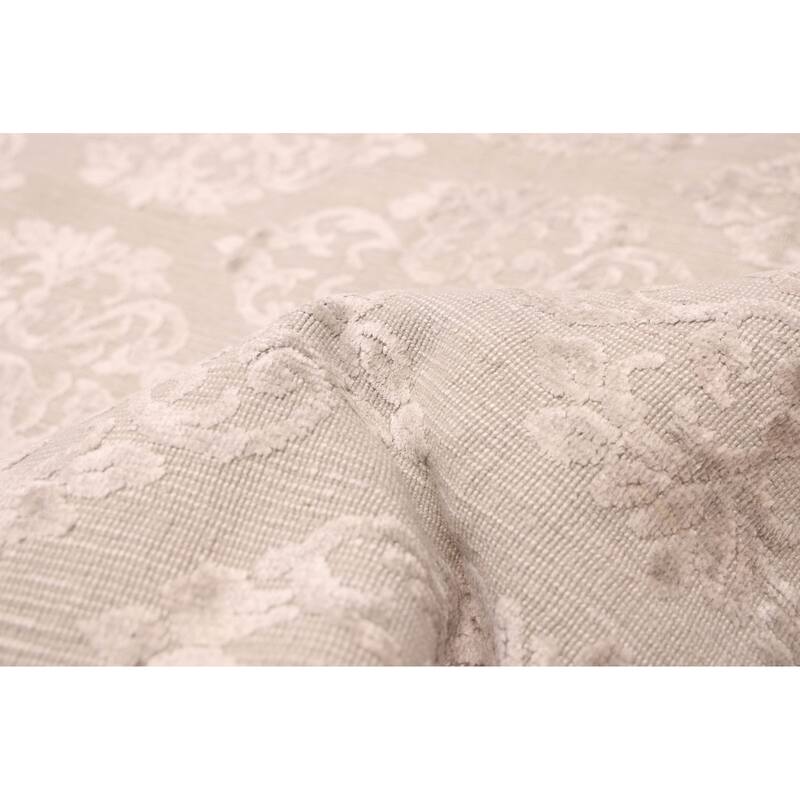 ECARPETGALLERY Hand Loomed Elysian Light Grey Viscose, Wool Rug - 8'5 x 8'2
