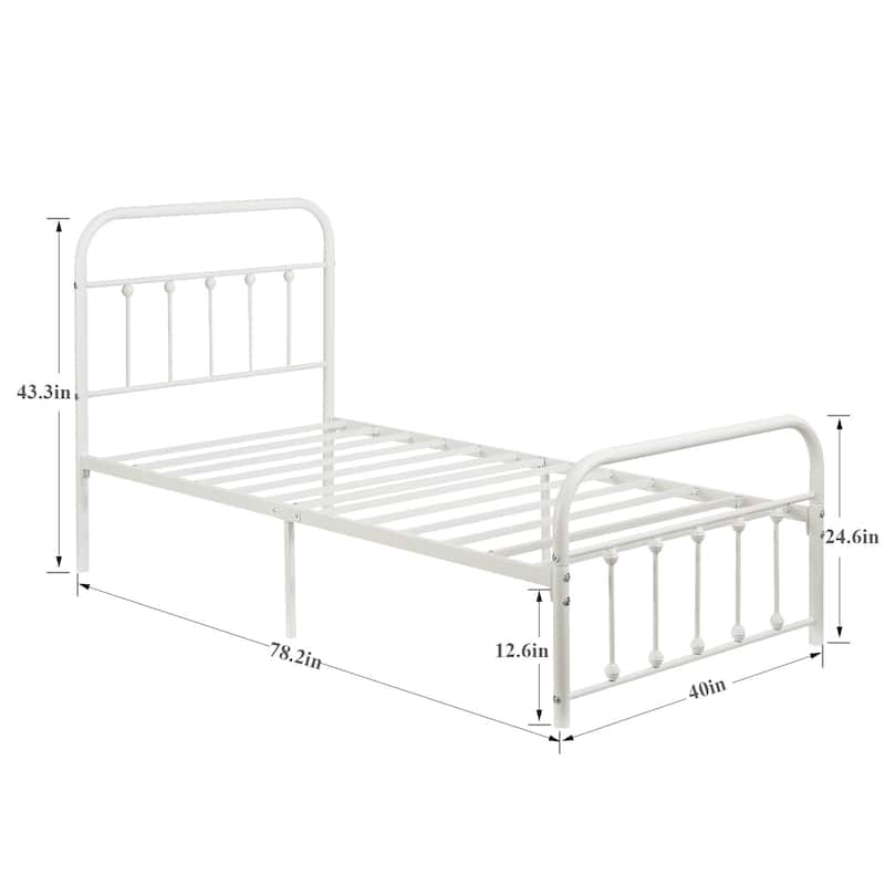 Javlergo Victorian Style Bed Frame with Arched Headboard & Footboard Twin/Full/Queen/King Size Metal Bed No Box Spring Needed