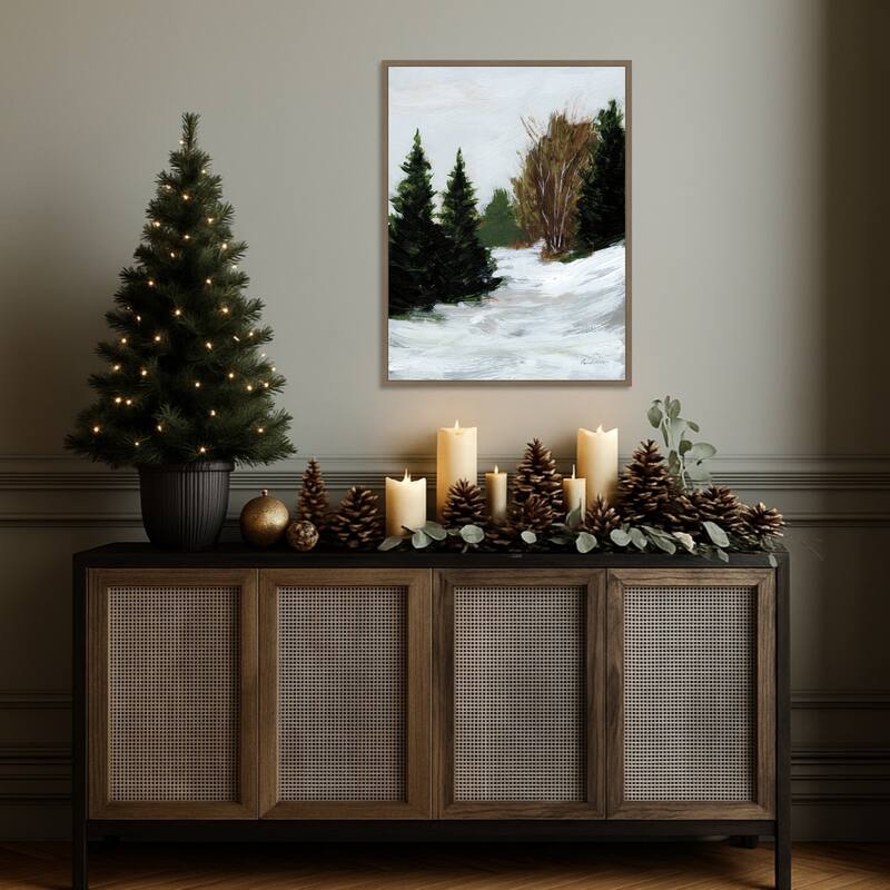 Winter on Grand Mesa by Pamela Munger Framed Canvas Wall Art Print - Sylvie Dark Gold