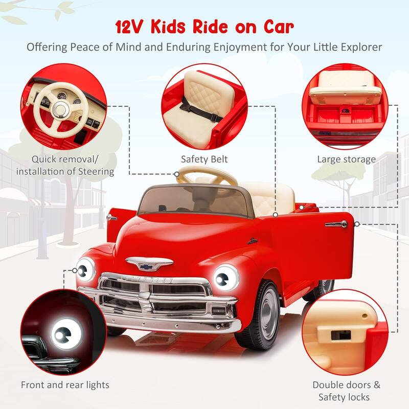 12V Kids Ride On Car, Licensed Chevrolet 3100 Pickup Battery Powered Electric Vehicle