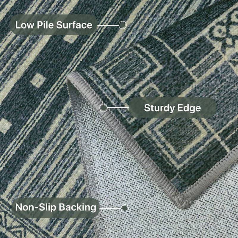 Mcow Low Pile Machine Washable Non-Slip Area Rug - 8'X10'