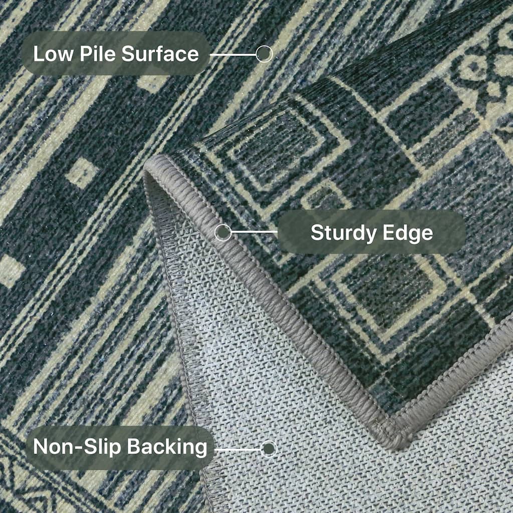 Mcow Low Pile Machine Washable Non-Slip Area Rug - 8'X10'