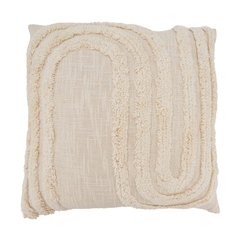 Modern Chic Tufted Throw Pillow - 20"x20" - Polyester - Natural