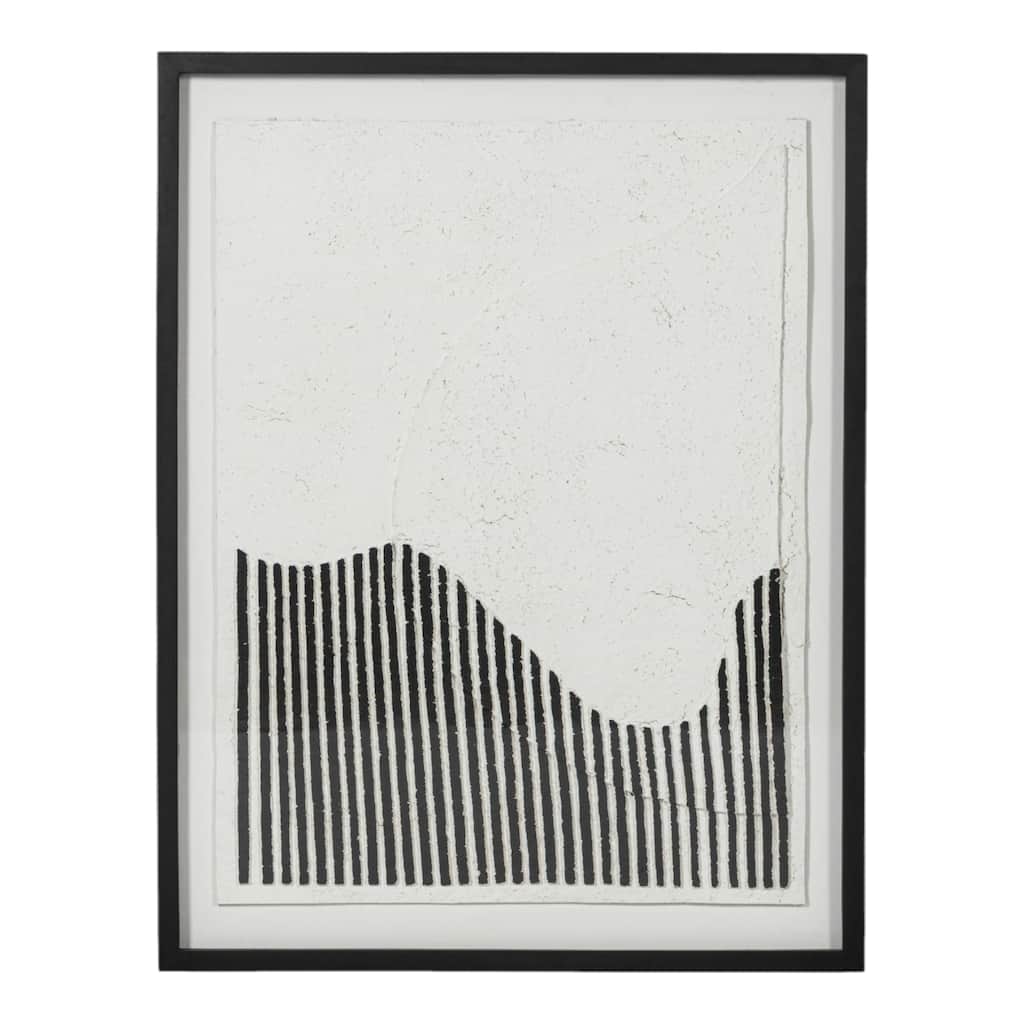 Mango Wood Canvas Shadow Box Wall Art - 48" Black/White