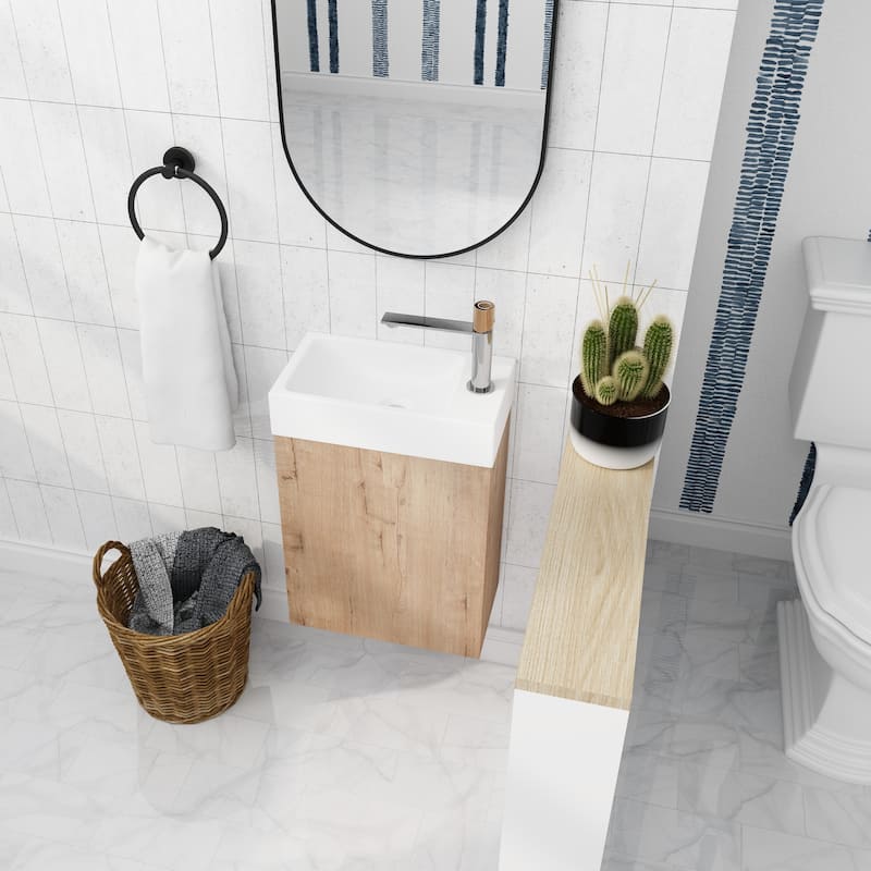 BNK 16/18 Inch Single Sink Bathroom Vanity with Soft Close Door