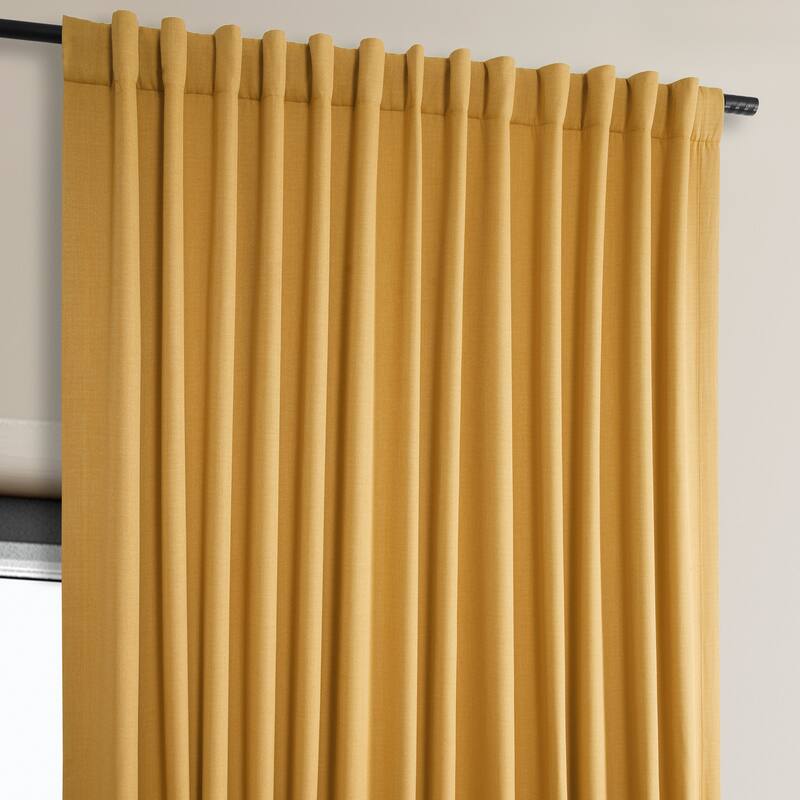 Exclusive Fabrics Faux Linen Extra Wide Room Darkening Curtains Panel - Versatile Privacy Drapery for Wide Windows (1 Panel)