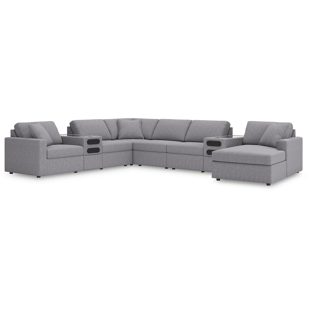 Signature Design by Ashley Modmax Gray 8-Piece Sectional with Audio System and Chaise - 157" W x 124" D x 36" H