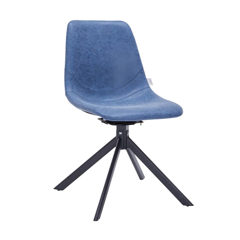 Markley Leather Dining Chair 360 Degree Swivel with Iron legs Modern Accent Side Chair - Blue