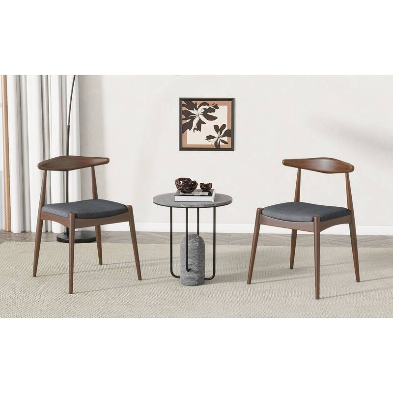 Set Of 2 Rubberwood Dining Chairs With Ergonomic Backrest & Comfort Cushions
