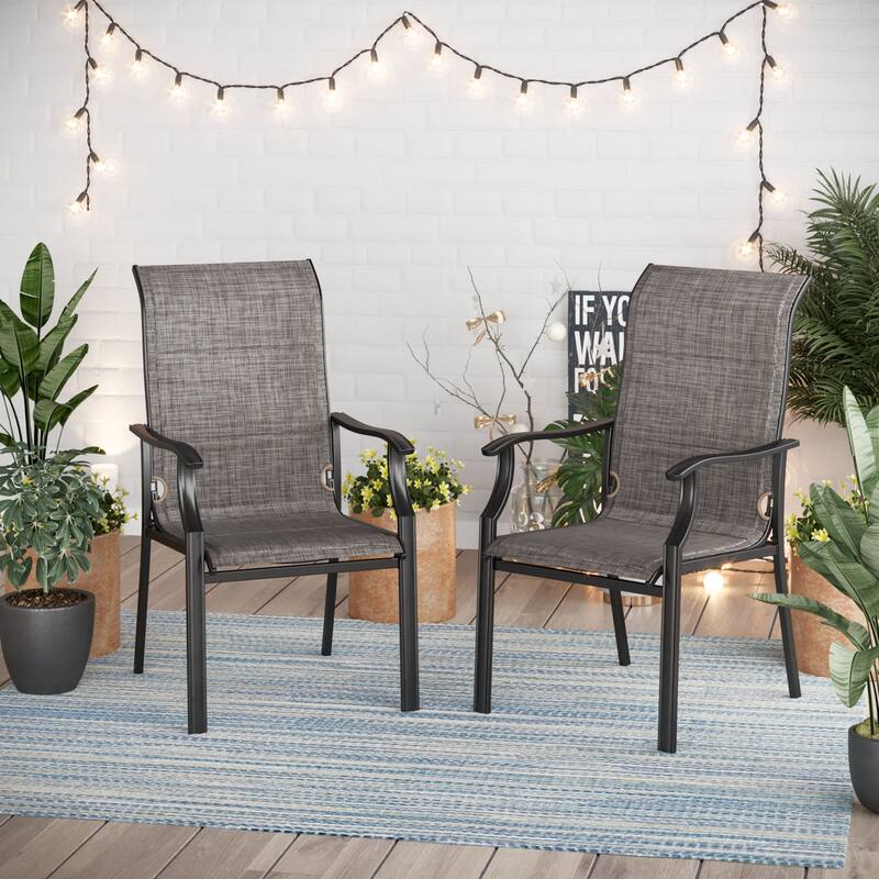 MAISON ARTS Patio Dining Set 9/7 Pieces Outdoor Metal Furniture Set, 8/6 C Spring Motion Chairs and 1 Expandable Table