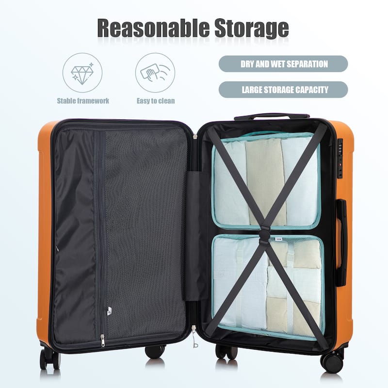 20"/24"/28" 3 pcs/set in ABS Spinner Wheel Luggage, Carry on Suitcase, Matching Color, TSA Combination Lock