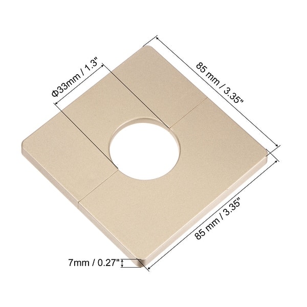 dimension image slide 1 of 8, Wall Split Flange, ABS Square Self-Adhesive Escutcheon Plate with Diameter Hole, Water Pipe Cover for Water Faucet Decorations