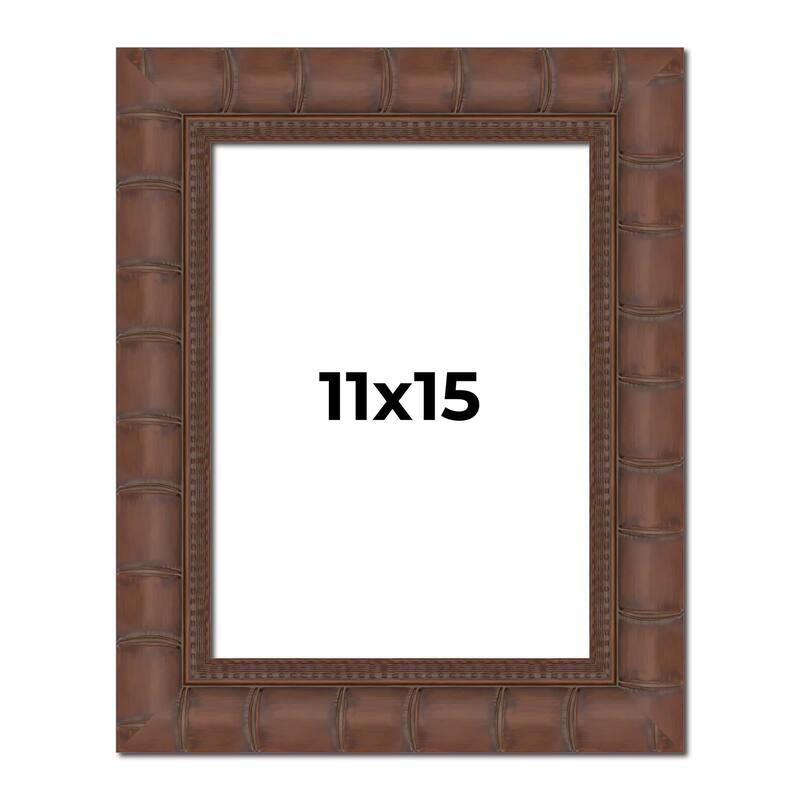 11x15 Brown Wide Bamboo Picture Frame - UV Acrylic, Foam Board Backing, Hanging Hardware - Holds 11x15 Photo