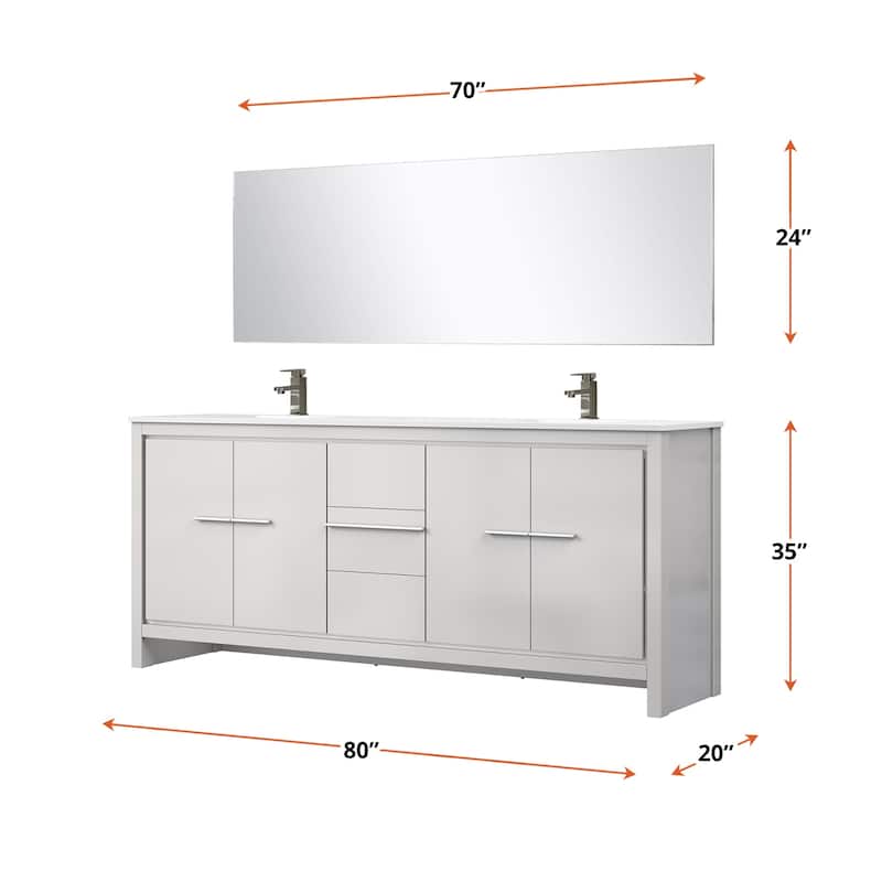 Lafarre Bath Vanity with Quartz Top, Sink, Mirror and Chrome Faucet