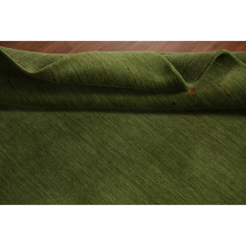 Hand Knotted Oriental 100% Wool Carpet Tribal Animal Pictorial Green Gabbeh Area Rug - 7' 8'' X 5' 4''