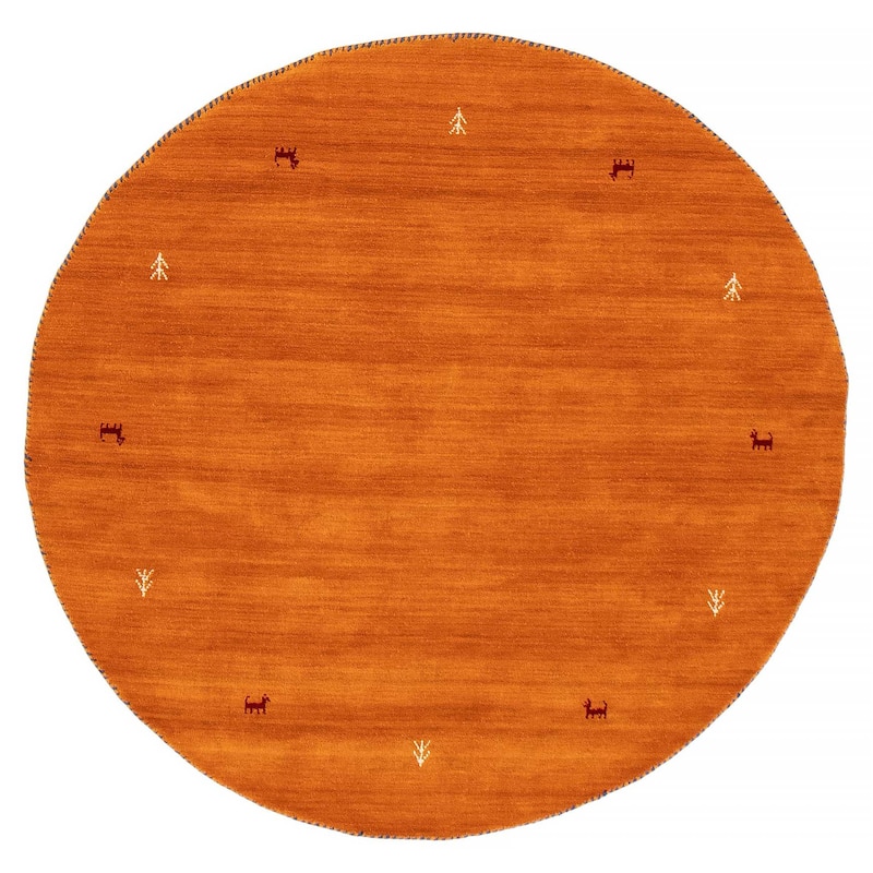 Kashkuli Gabbeh Orange Rug 6'7" x 6'7" - 6'7 x 6'7 - Light Orange - 6'7 x 6'7