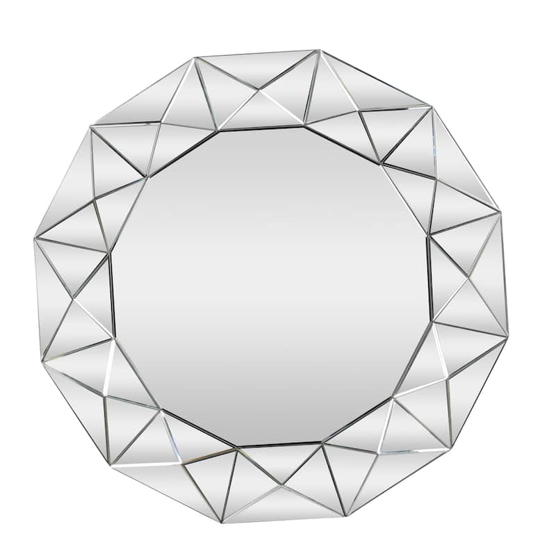 Glass Starburst Wall Mirror - Silver - Roche River Decor - 1"W x 40"L x 40"H
