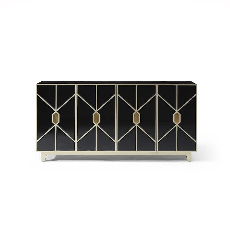 Decor Black and Gold 31 in. H Storage Cabinet - Black and Gold - Wood