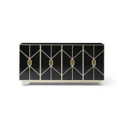 Decor Black and Gold 31 in. H Storage Cabinet