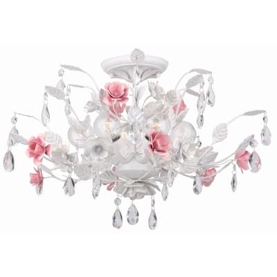 Lola 6 Light Wet White Semi-Flush - 20'' W x 12.5'' H