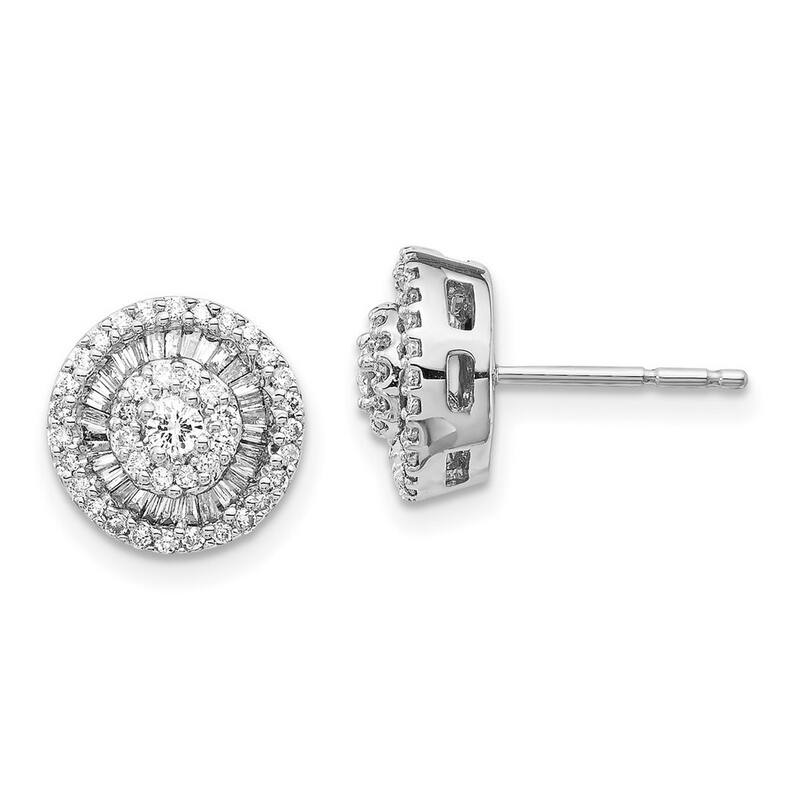 Curata 14k White Gold Diamond Earrings - 10x10mm Wide
