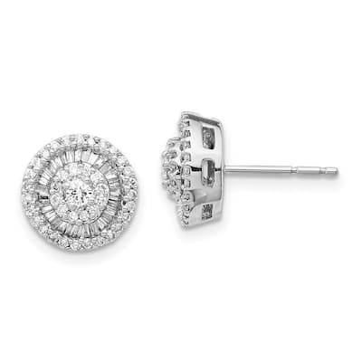 Curata 14k White Gold Diamond Earrings - 10x10mm Wide