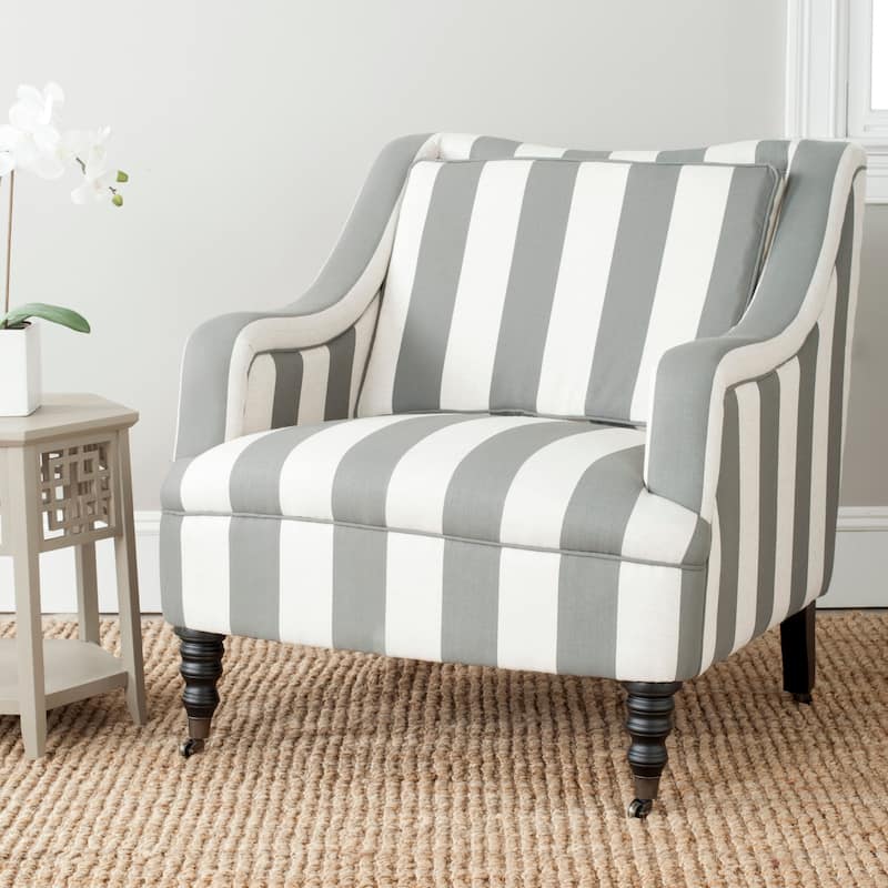 SAFAVIEH Kacy Greyish Blue/ White Stripe Arm Chair - 32Wx34Dx34H