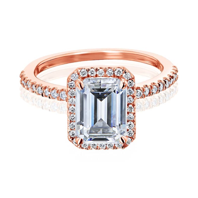 Annello by Kobelli 14k Gold Emma Forever One Moissanite Engagement Ring (DEF/VS, DEF/VS) - Rose - 6