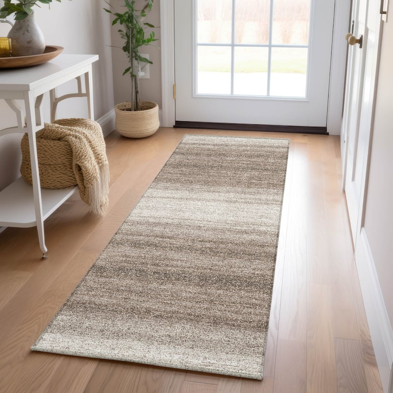 Machine Washable Indoor/ Outdoor Ombre Stripe Chantille Rug - Brown - 2'3" x 7'6"
