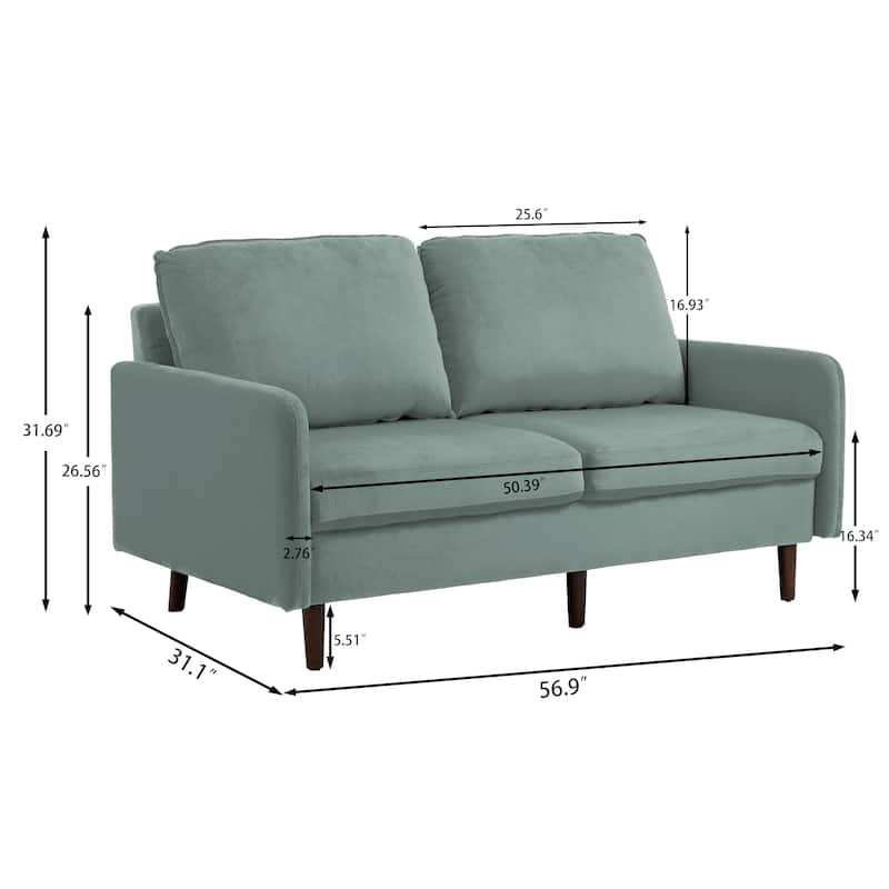 Velvet Loveseat Sofa With Wood Legs