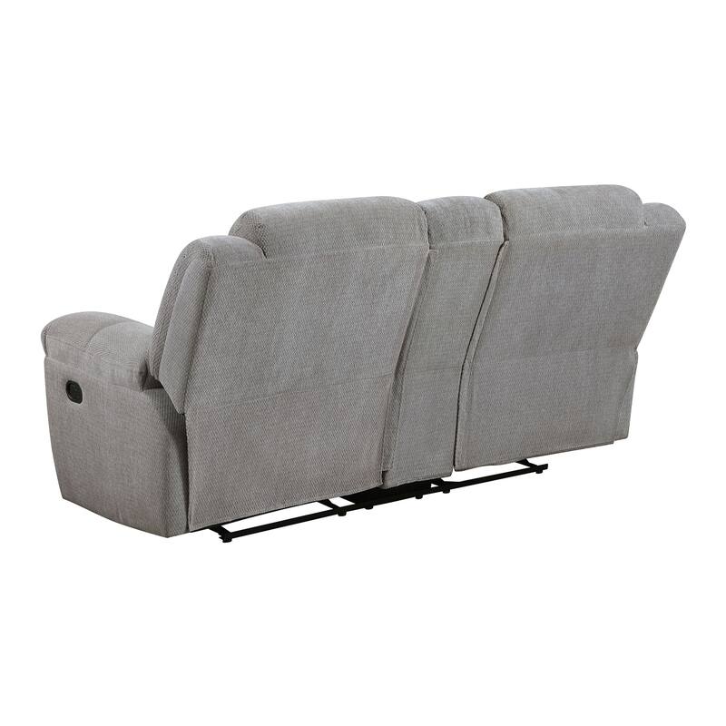 Chenille Upholstered Manual Reclining Loveseat with Pillow-top Arm in Grey