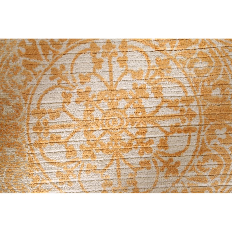 Yellow & Ivory Abstract Modern Accent Rug Handmade Wool Carpet - 2'8"x 4'11"