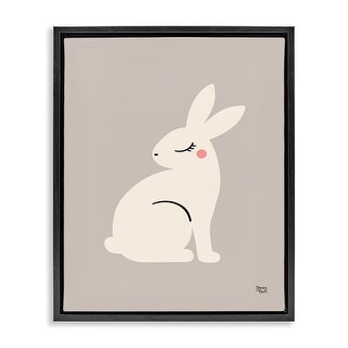 Stupell Minimal White Rabbit Framed Floater Canvas Wall Art Design By ...