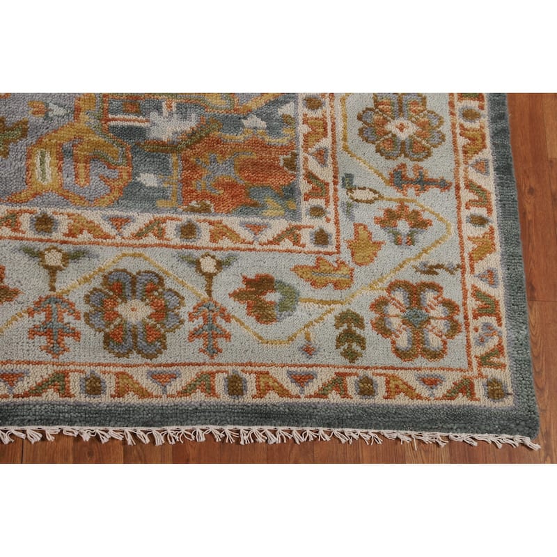 Geometric Grey Heriz Serapi Rug Hand-Knotted Traditional Wool Carpet - 8'1"x 9'11"