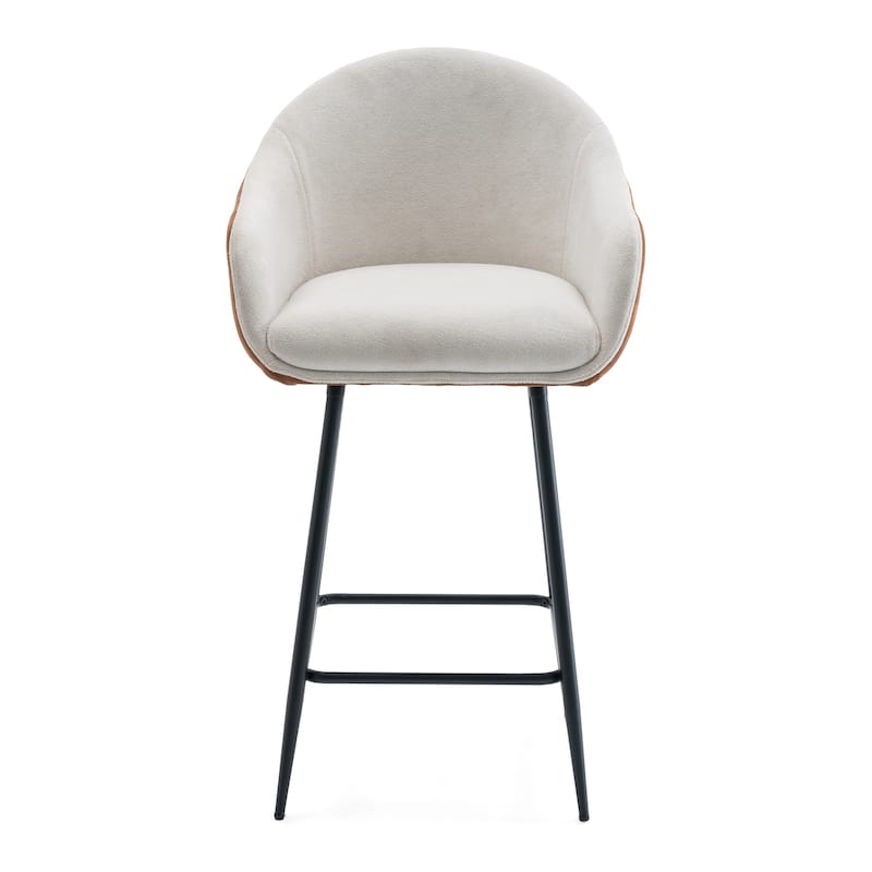Set of 2 Modern Two-Tone Color Counter Height Bar Stools, 26.5'' Kitchen Islands Upholstered Bar chair with Metal Legs