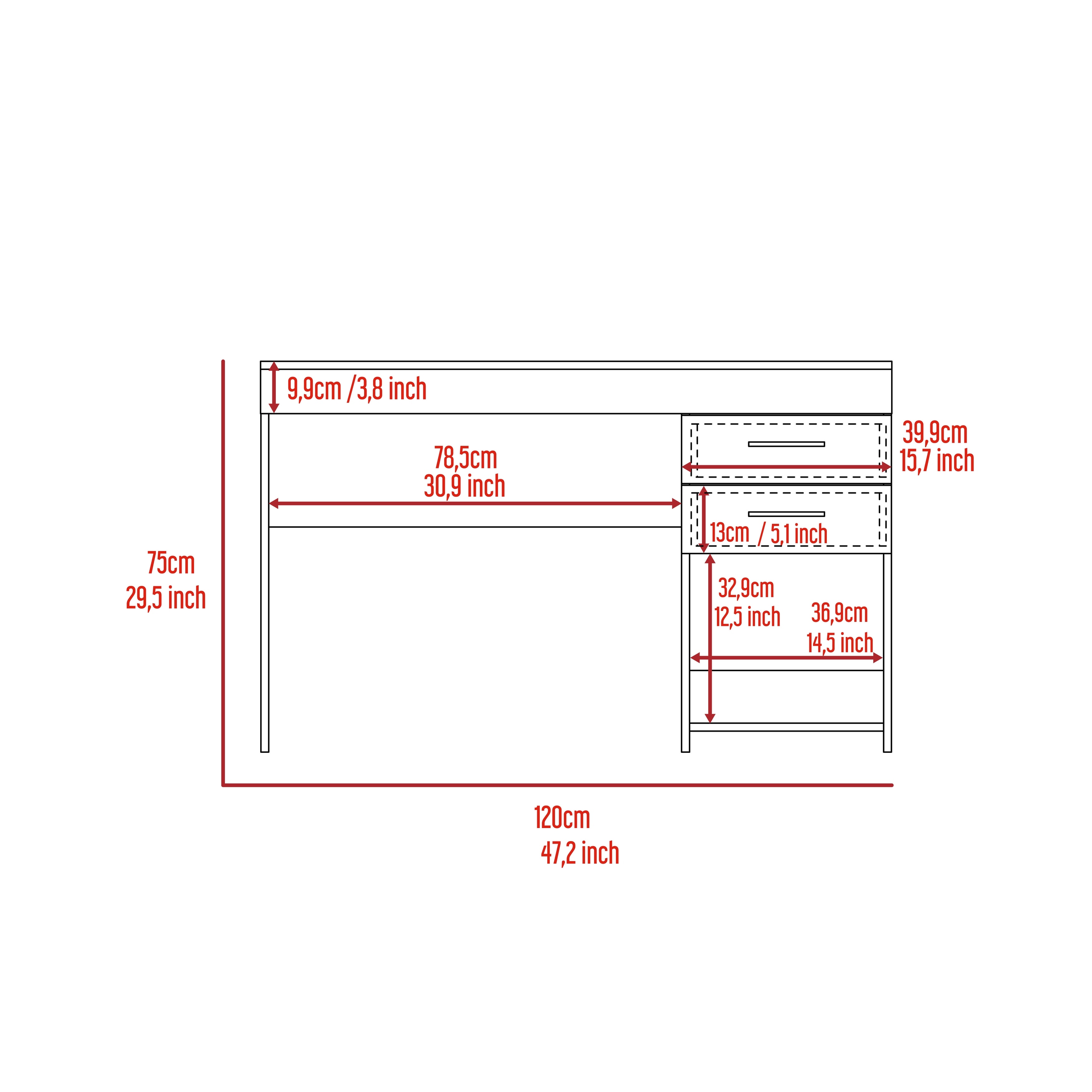 Spacious Work Surface Generous desktop area provides ample room