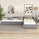 preview thumbnail 2 of 8, L Shaped Bed Upholstered Double Twin Size Daybed with Trundle, Drawer and Wooden Slats, No Box Spring Needed, Grey