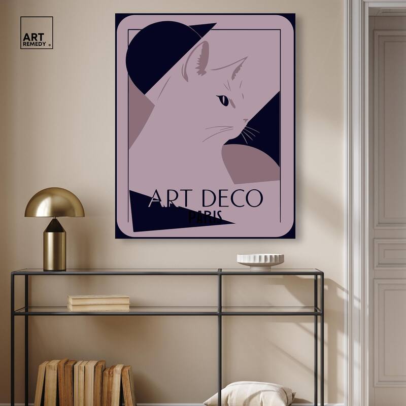 Cat Deco Canvas by Art Remedy, Gallery Wrapped