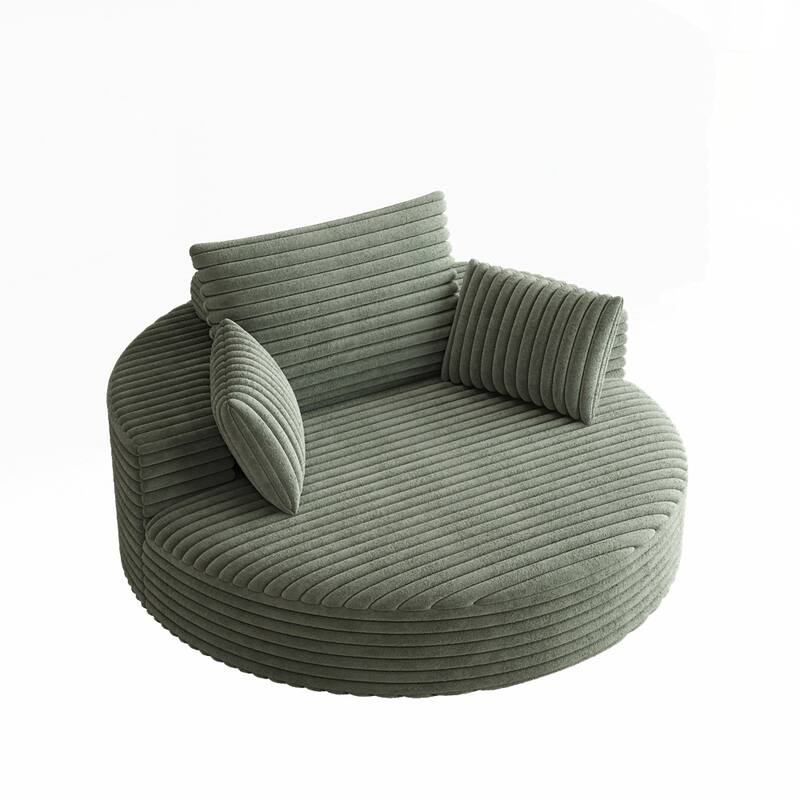 360 Degree Swivel Chair Corduroy Chenille Foam Single Sofa