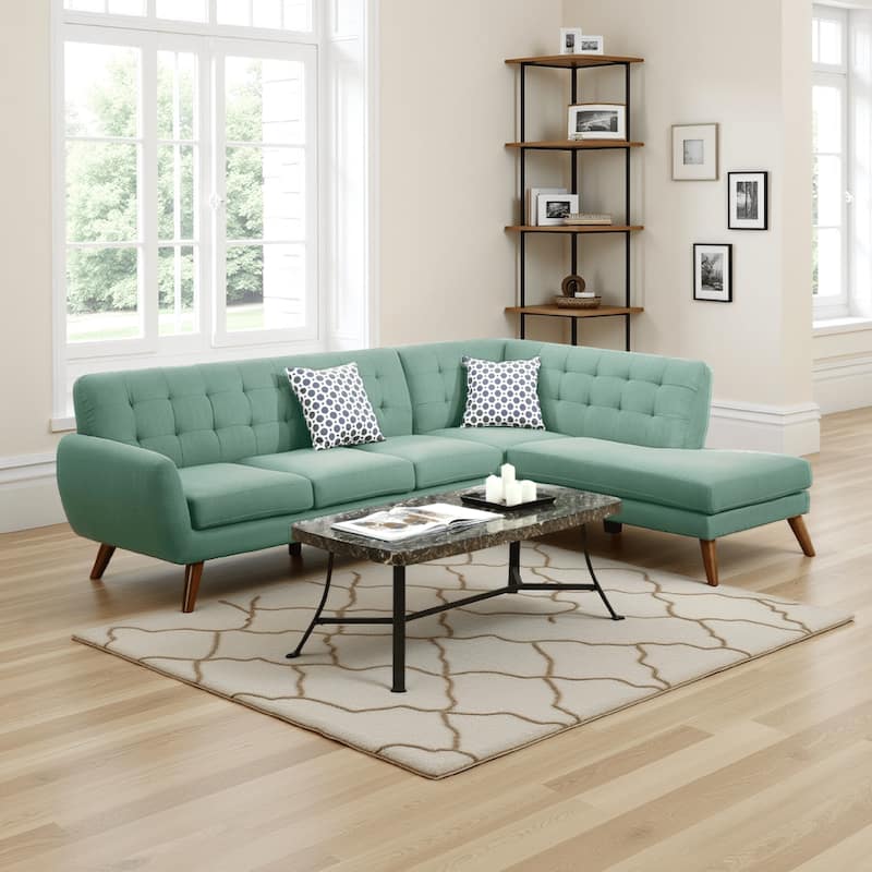 Polyfiber 2 Pieces Sectional With 2 Pillows In Blue