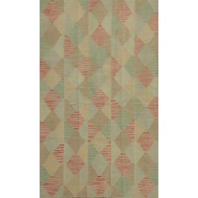 Hand Woven Southwestern Wool Multi-Colored Geometric Area Rug - 6' 4'' X 4' 0''