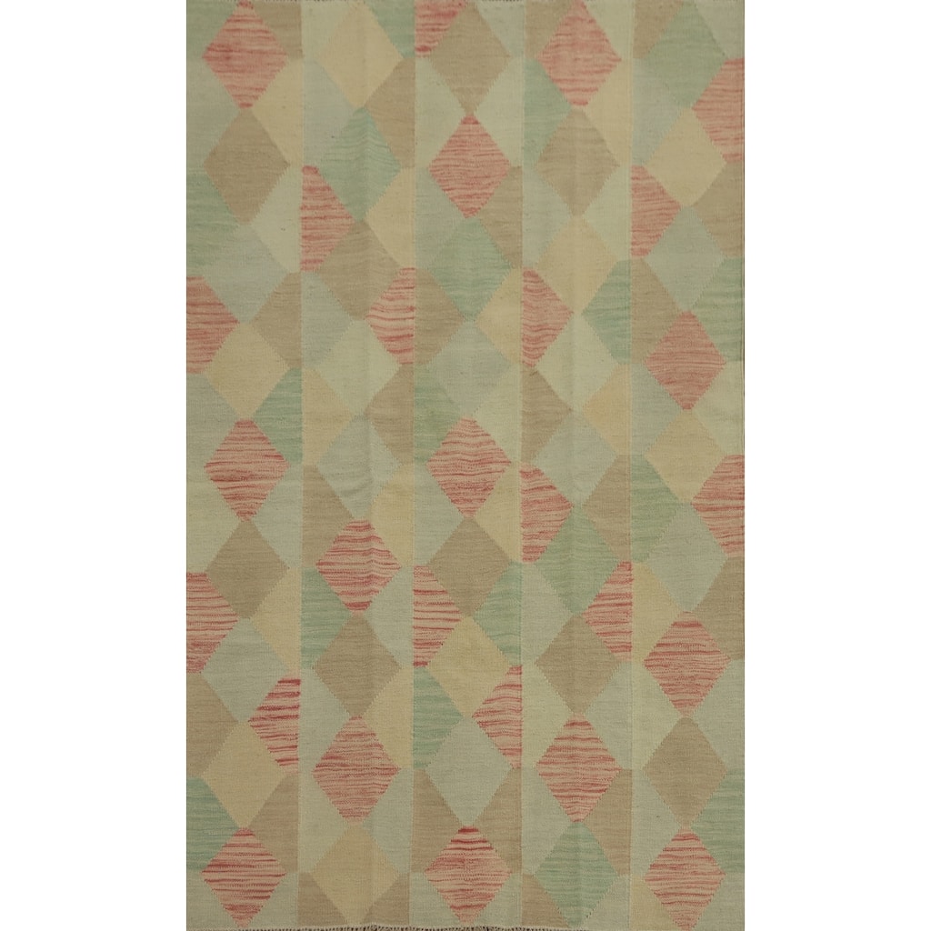 Hand Woven Southwestern Wool Multi-Colored Geometric Area Rug - 6' 4'' X 4' 0''