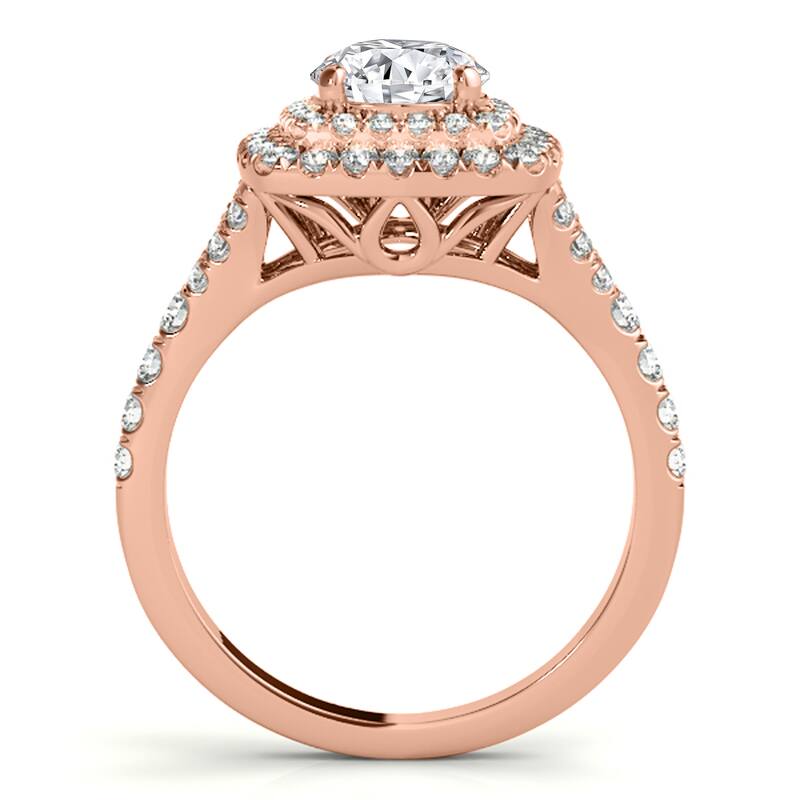 Auriya 14k-Rose Gold Lab Grown Round Diamond Halo Engagement Ring 0.50 to 5.00 ct. tw. (F-G VS)