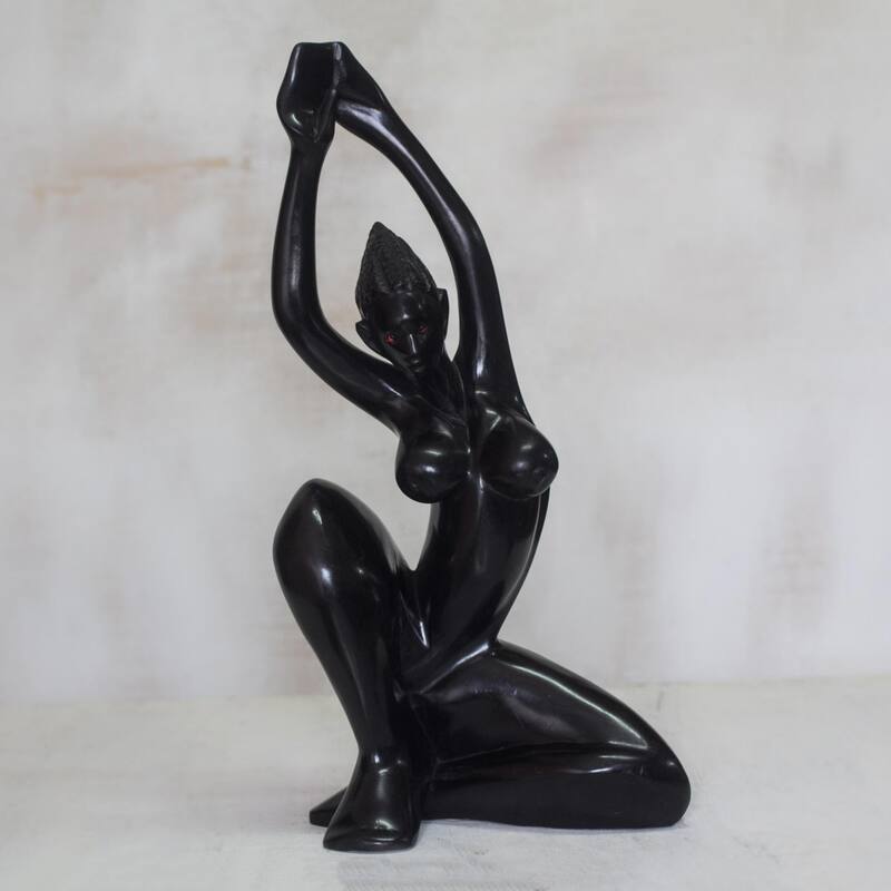 Novica Handmade Happy Stretch Wood Sculpture