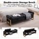 preview thumbnail 48 of 79, 66" Storage Bench King Size End of Bed with Double Lids and Gold Legs