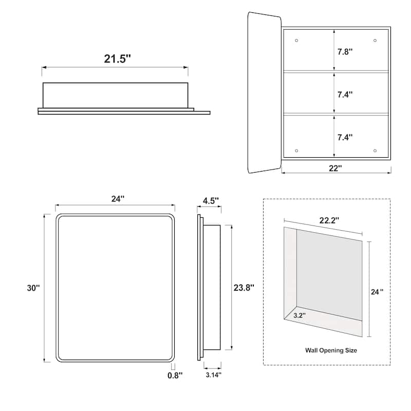 Surface Mount Medicine Cabinet with Mirror