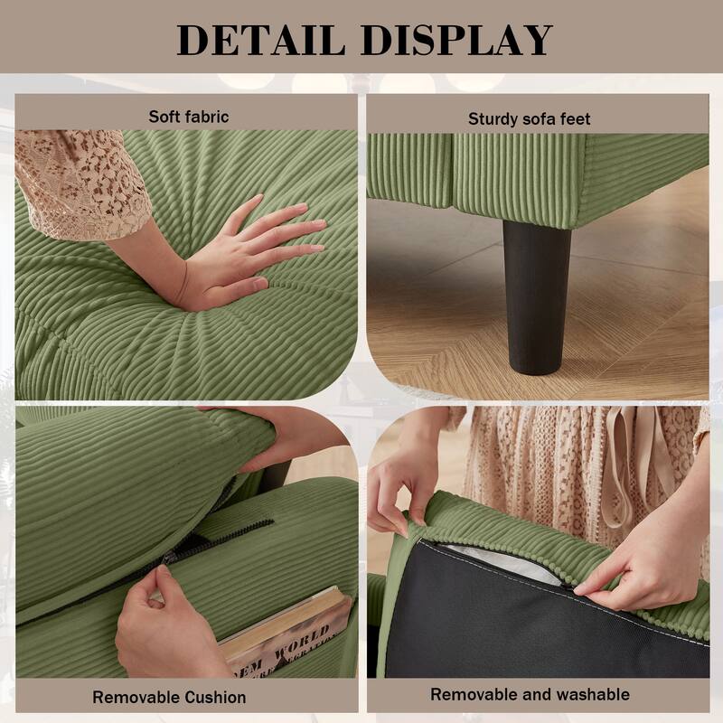 4 Pieces Corduroy Living Room Sets with Sofa, Ottoman and Loveseat