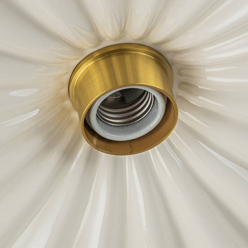 Decorative French Brass 1-Light Ceramic Ceiling Light - 12in Width