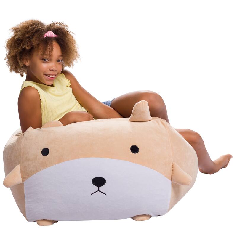 Stuffed Animal Storage Bean Bag Chair Cover only for Kids, Toy Holder